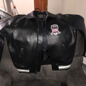 Black leather Avirex coat